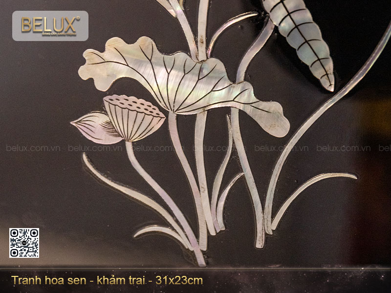 Tranh hoa sen khảm kt 31x23cm&nbsp;